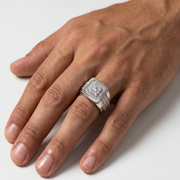 925 Sterling Silver Hip-Hop Style Cluster Ring for Men